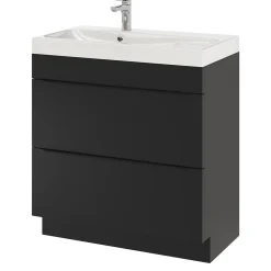Meuble Buanderie|Meuble De Salle De Bains Faible Profondeur|GoodHome Meuble sous vasque à poser noir mat l.80 x H.82 x P.45 cm, Imandra