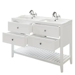GoodHome Meuble sous vasque à poser 4 tiroirs blanc mat l.120 x H.80 x P.45 cm, Perma