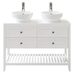 GoodHome Meuble sous vasque à poser 4 tiroirs blanc mat l.120 x H.80 x P.45 cm, Perma