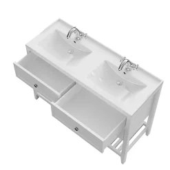 GoodHome Meuble sous vasque à poser 4 tiroirs blanc mat l.120 x H.80 x P.45 cm, Perma