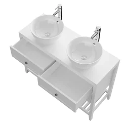 GoodHome Meuble sous vasque à poser 4 tiroirs blanc mat l.120 x H.80 x P.45 cm, Perma