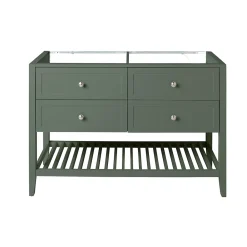 GoodHome Meuble sous vasque à poser 4 tiroirs 1 niche vert mat l.120 x H.80,6 x P.45 cm, Perma