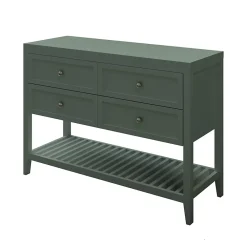 GoodHome Meuble sous vasque à poser 4 tiroirs 1 niche vert mat l.120 x H.80,6 x P.45 cm, Perma