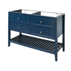 GoodHome Meuble sous vasque à poser 4 tiroirs bleu mat l.120 x H.80 x P.45 cm, Perma