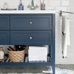 GoodHome Meuble sous vasque à poser 4 tiroirs bleu mat l.120 x H.80 x P.45 cm, Perma