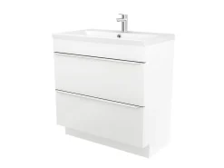 Meuble Buanderie|Meuble Sous-Vasque|GoodHome Meuble sous vasque à poser blanc brillant l.80 x H.82 x P.45 cm, Imandra