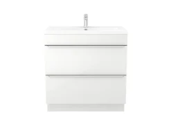Meuble Buanderie|Meuble Sous-Vasque|GoodHome Meuble sous vasque à poser blanc brillant l.80 x H.82 x P.45 cm, Imandra