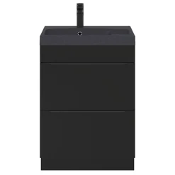 Meuble Buanderie|Meuble De Salle De Bains Faible Profondeur|GoodHome Meuble sous vasque à poser noir mat l.60 x H.82 x P.45 cm, Imandra