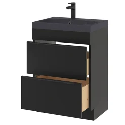 Meuble Buanderie|Meuble De Salle De Bains Faible Profondeur|GoodHome Meuble sous vasque à poser noir mat l.60 x H.82 x P.45 cm, Imandra