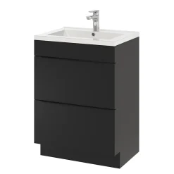 Meuble Buanderie|Meuble De Salle De Bains Faible Profondeur|GoodHome Meuble sous vasque à poser noir mat l.60 x H.82 x P.45 cm, Imandra