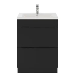 Meuble Buanderie|Meuble De Salle De Bains Faible Profondeur|GoodHome Meuble sous vasque à poser noir mat l.60 x H.82 x P.45 cm, Imandra