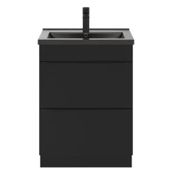 Meuble Buanderie|Meuble De Salle De Bains Faible Profondeur|GoodHome Meuble sous vasque à poser noir mat l.60 x H.82 x P.45 cm, Imandra