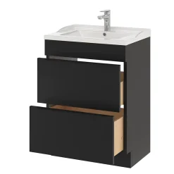 Meuble Buanderie|Meuble De Salle De Bains Faible Profondeur|GoodHome Meuble sous vasque à poser noir mat l.60 x H.82 x P.45 cm, Imandra