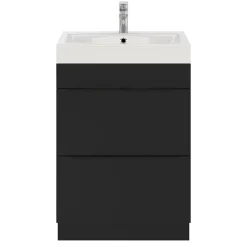 Meuble Buanderie|Meuble De Salle De Bains Faible Profondeur|GoodHome Meuble sous vasque à poser noir mat l.60 x H.82 x P.45 cm, Imandra