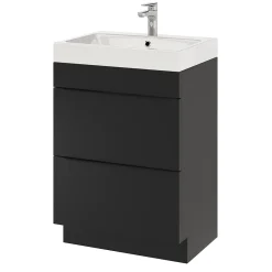 Meuble Buanderie|Meuble De Salle De Bains Faible Profondeur|GoodHome Meuble sous vasque à poser noir mat l.60 x H.82 x P.45 cm, Imandra