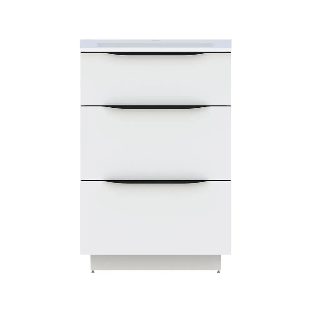 Meuble sous vasque à poser blanc brillant l.60 x H.88 x P.50 cm, Pamili