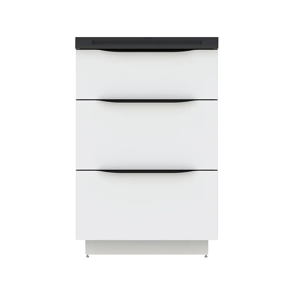 Meuble sous vasque à poser blanc brillant l.60 x H.88 x P.50 cm, Pamili