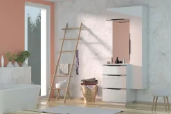 Meuble sous vasque à poser blanc brillant l.60 x H.88 x P.50 cm, Pamili