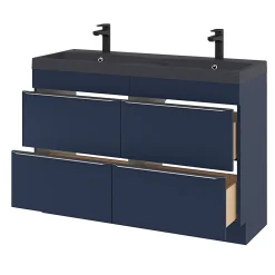 GoodHome Meuble sous vasque à poser bleu nuit mat l.120 x H.82 x P.45 cm, Imandra