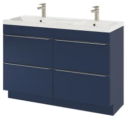 GoodHome Meuble sous vasque à poser bleu nuit mat l.120 x H.82 x P.45 cm, Imandra