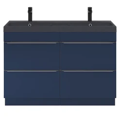 GoodHome Meuble sous vasque à poser bleu nuit mat l.120 x H.82 x P.45 cm, Imandra
