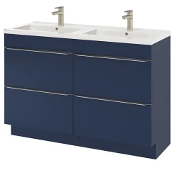 GoodHome Meuble sous vasque à poser bleu nuit mat l.120 x H.82 x P.45 cm, Imandra
