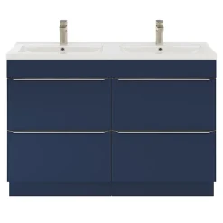 GoodHome Meuble sous vasque à poser bleu nuit mat l.120 x H.82 x P.45 cm, Imandra