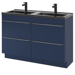 GoodHome Meuble sous vasque à poser bleu nuit mat l.120 x H.82 x P.45 cm, Imandra