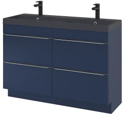 GoodHome Meuble sous vasque à poser bleu nuit mat l.120 x H.82 x P.45 cm, Imandra