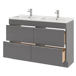 Meuble Buanderie|GoodHome Meuble sous vasque à poser gris brillant l.120 x H.82 x P.45 cm, Imandra
