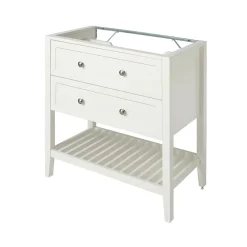 GoodHome Meuble sous vasque à poser 2 tiroirs 1 niche blanc mat l.80 cm, Perma
