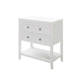 GoodHome Meuble sous vasque à poser 2 tiroirs 1 niche blanc mat l.80 cm, Perma