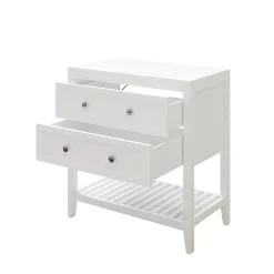 GoodHome Meuble sous vasque à poser 2 tiroirs 1 niche blanc mat l.80 cm, Perma