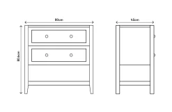 GoodHome Meuble sous vasque à poser 2 tiroirs 1 niche blanc mat l.80 cm, Perma