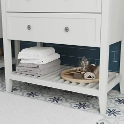 GoodHome Meuble sous vasque à poser 2 tiroirs 1 niche blanc mat l.80 cm, Perma
