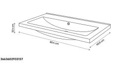 GoodHome Meuble sous vasque à poser 2 tiroirs 1 niche placage chêne l.80 cm Perma + plan vasque blanc Nira,