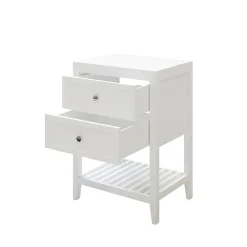 GoodHome Meuble sous vasque à poser 2 tiroirs 1 niche blanc mat l.60 cm + plan de toilette, Perma