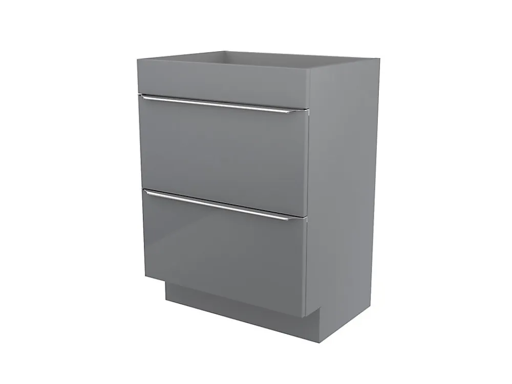 GoodHome Meuble sous vasque à poser gris brillant l.60 x H.82 x P.45 cm, Imandra