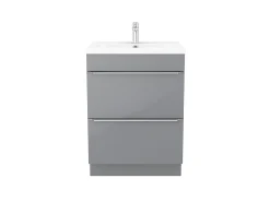 GoodHome Meuble sous vasque à poser gris brillant l.60 x H.82 x P.45 cm, Imandra