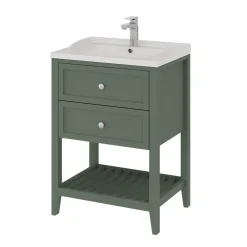 Meuble Vasque|GoodHome Meuble sous vasque à poser l.60 cm vert + plan vasque Lana, Perma