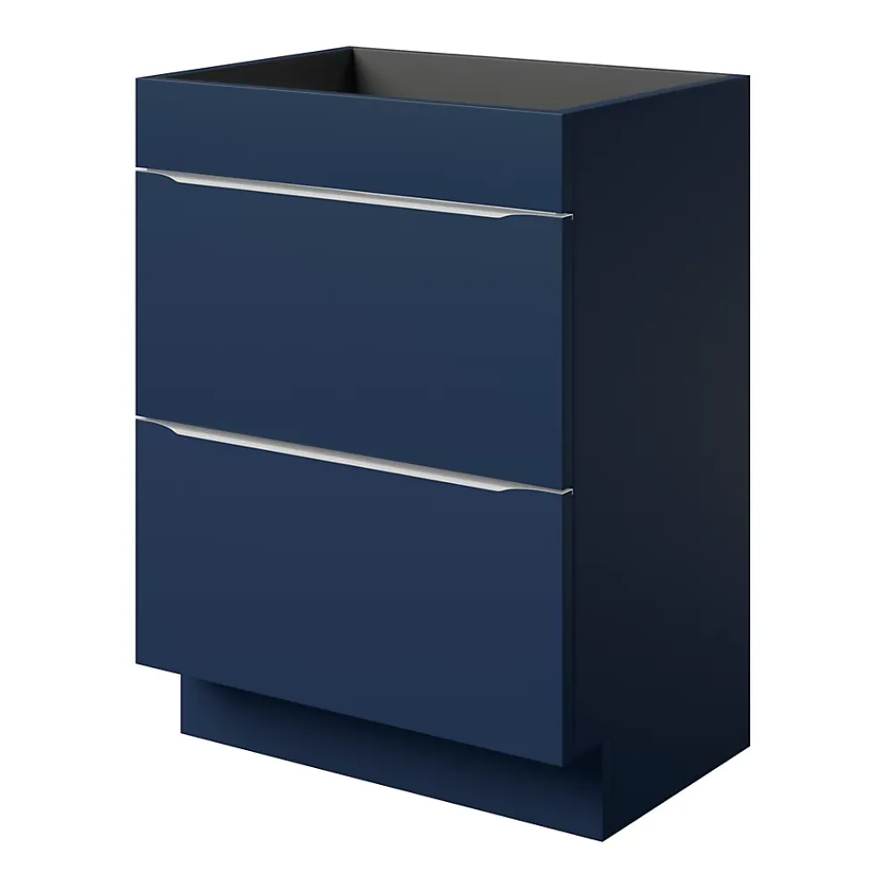 GoodHome Meuble sous vasque à poser bleu nuit mat l.60 x H.82 x P.45 cm, Imandra