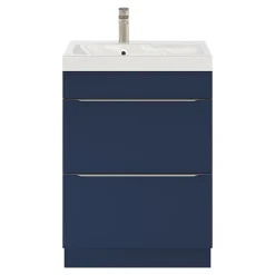 GoodHome Meuble sous vasque à poser bleu nuit mat l.60 x H.82 x P.45 cm, Imandra