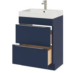 GoodHome Meuble sous vasque à poser bleu nuit mat l.60 x H.82 x P.45 cm, Imandra