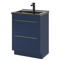 GoodHome Meuble sous vasque à poser bleu nuit mat l.60 x H.82 x P.45 cm, Imandra