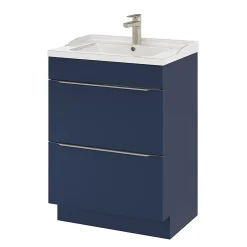 GoodHome Meuble sous vasque à poser bleu nuit mat l.60 x H.82 x P.45 cm, Imandra