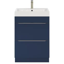 GoodHome Meuble sous vasque à poser bleu nuit mat l.60 x H.82 x P.45 cm, Imandra