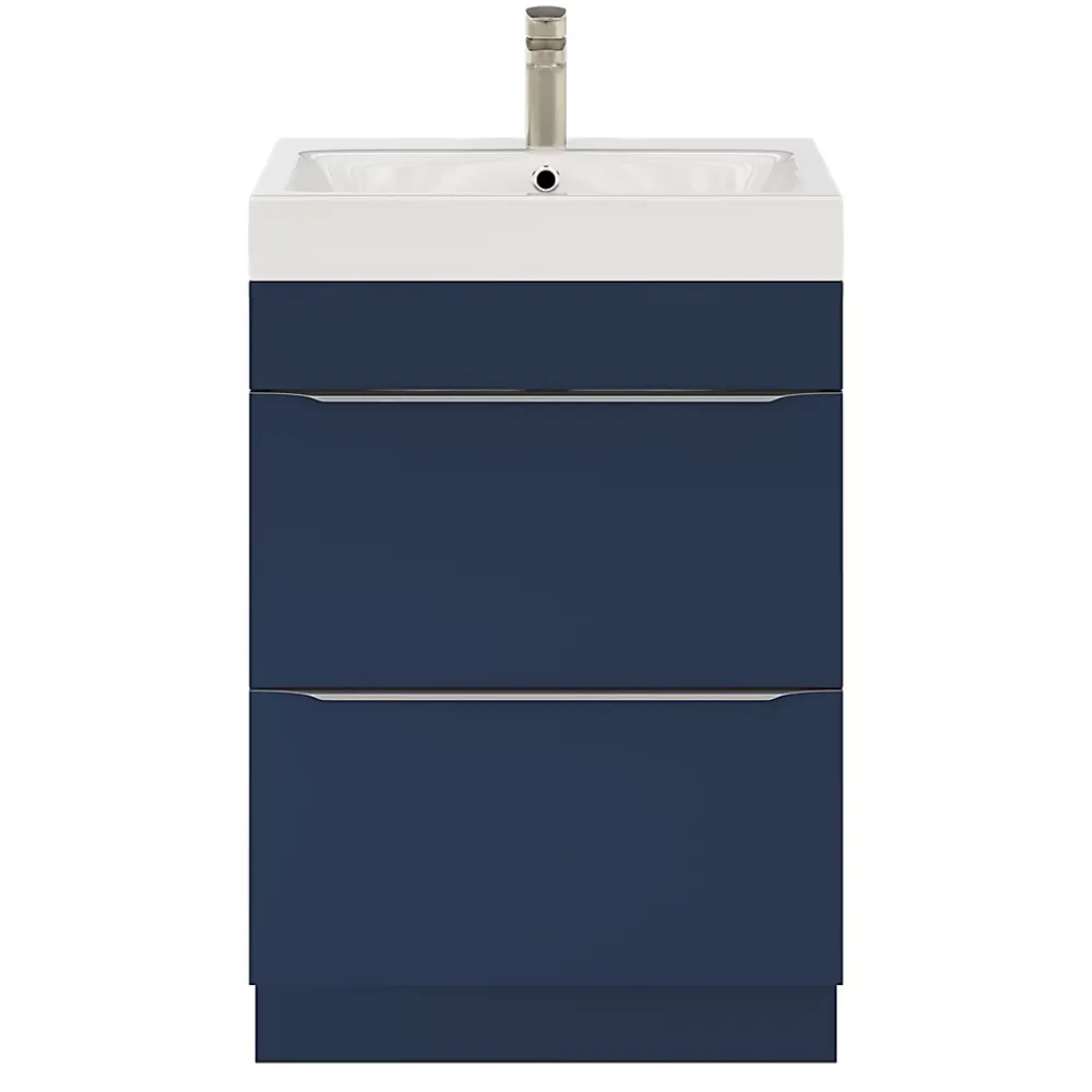 GoodHome Meuble sous vasque à poser bleu nuit mat l.60 x H.82 x P.45 cm, Imandra