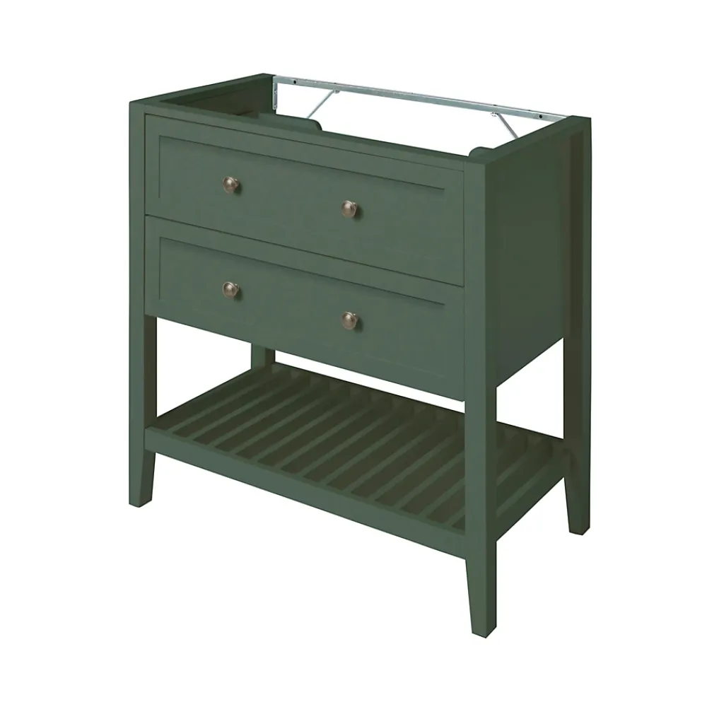 Meuble Buanderie|GoodHome Meuble sous vasque à poser l.80 cm vert + plan de toilette effet marbre blanc Cadélia, Perma