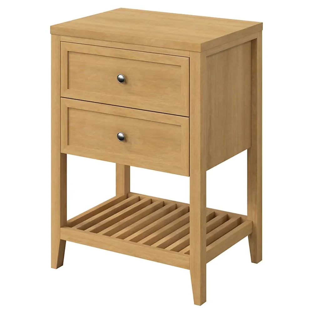 Meuble Buanderie|Meuble Sous-Vasque|GoodHome Meuble sous vasque à poser placage chêne l.60 x H.80,6 x P.45 cm, Perma