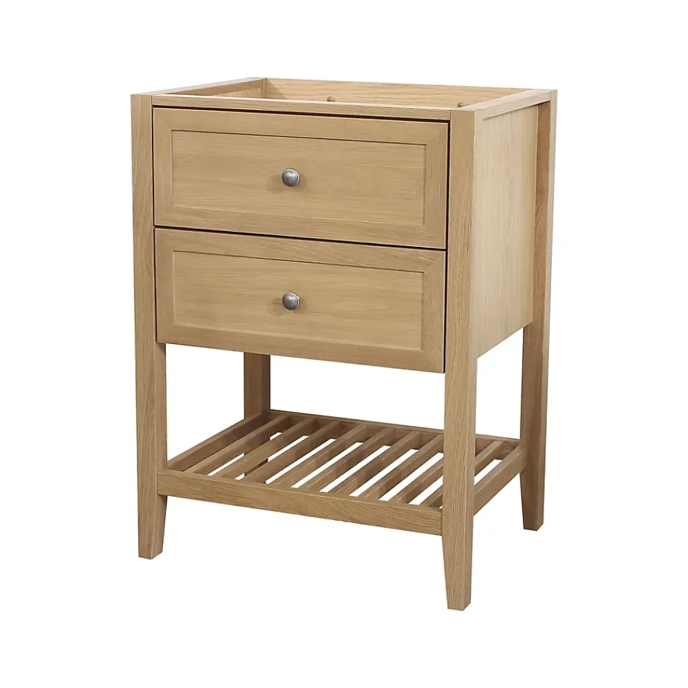 Meuble Buanderie|Meuble Sous-Vasque|GoodHome Meuble sous vasque à poser placage chêne l.60 x H.80,6 x P.45 cm, Perma